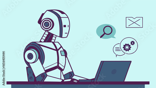 Robotic Assistant Working on a Laptop 4.
