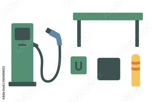 Electric vehicle charging station with bollard