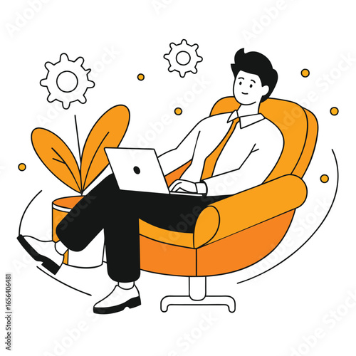 chilling business illustration of a man