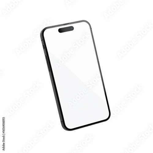 Modern smartphone with blank screen isolated on transparent background