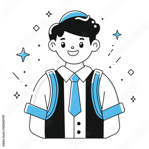 schoolgirl business illustration of a man
