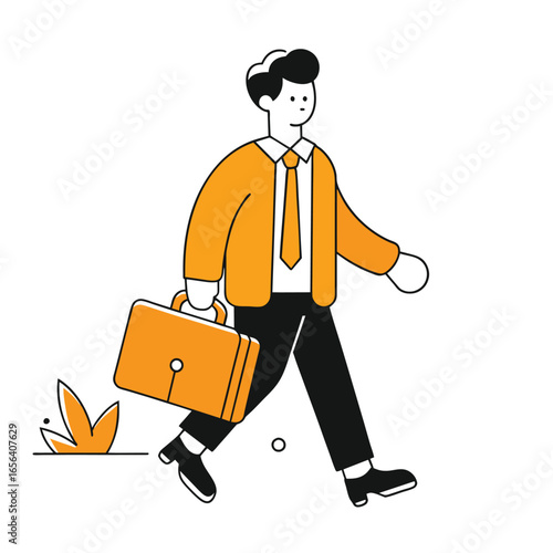 going to work business illustration of a man
