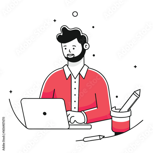 content writer business illustration of a man