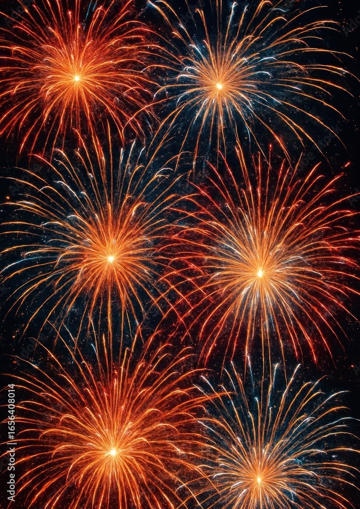 Vibrant fireworks illuminate night. Vibrant fireworks illuminate night.