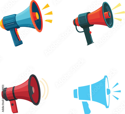 Cartoon megaphone with sound waves VECTOR