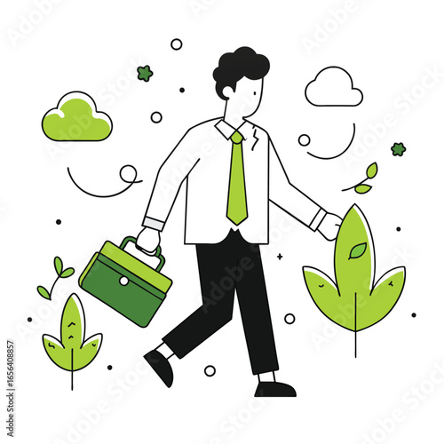 walking business illustration of a man
