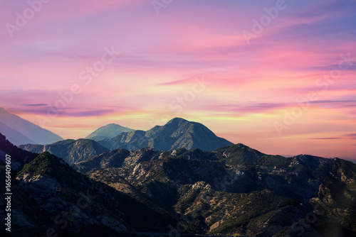  Mountain landscape at sunset in  USA