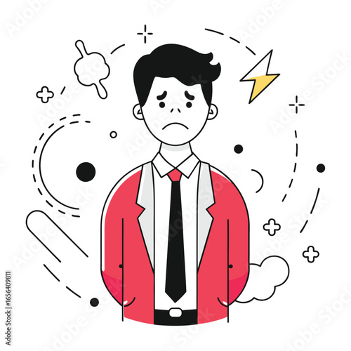  sadly fearful business illustration of a man 
