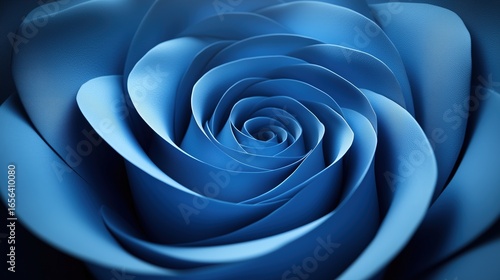 Blue Rose Petals in Intricate Spiral for Floral Background