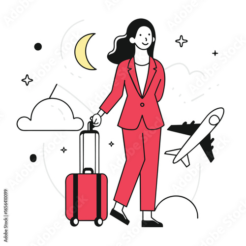  travel business illustration of a woman 