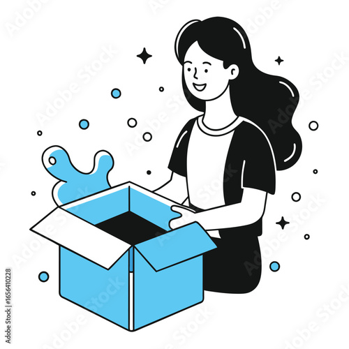  unboxing business illustration of a woman 