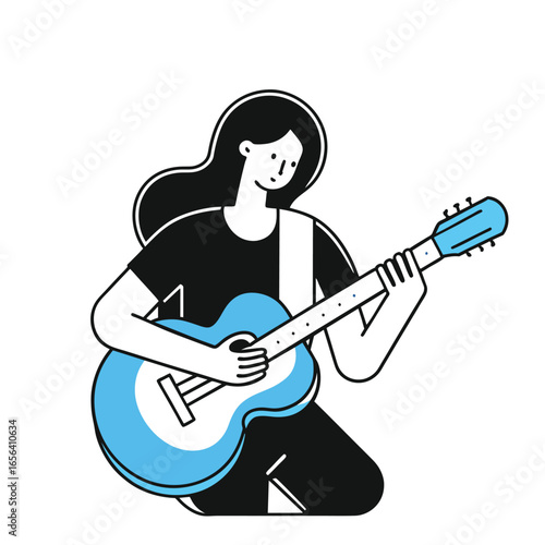 playing guitar business illustration of a woman