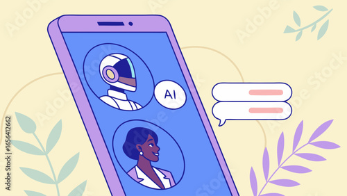 Smartphone Displaying AI Chatbot and Human Interaction.
