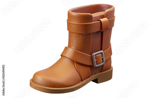 3d cartoon brown boot isolated on transparent background. use cases: fashion, apparel, footwear.