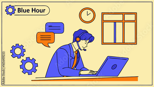 Smiling Customer Service Agent at Work.
