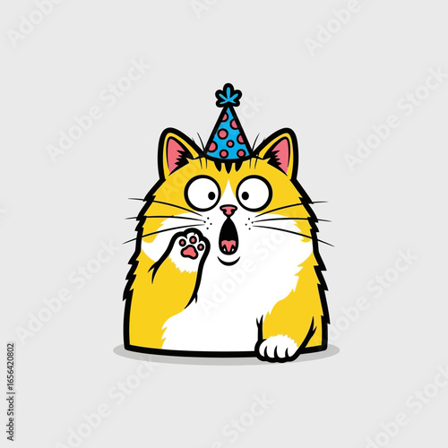 Cute cartoon cat dancing at a party vector illustration.