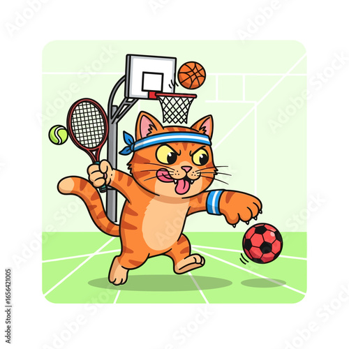 illustrasi funny cat