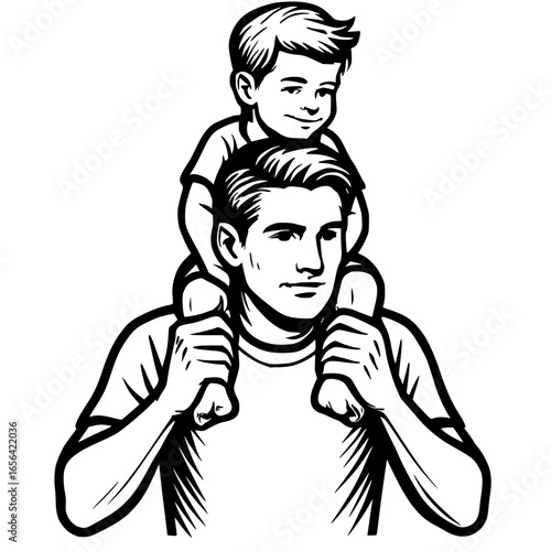 Wallpaper Mural Father gives Son a Shoulder Ride in Vector Art Style
 Torontodigital.ca