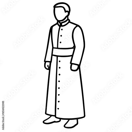 Outline illustration of a Catholic priest in a cassock
