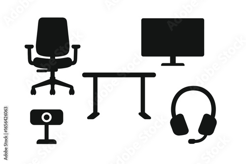 Workspace and Gaming Setup Silhouettes