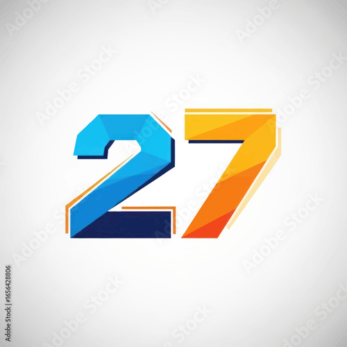 Free Download Number twenty-seven in blue and orange gradient on a white background. - GFXLoad