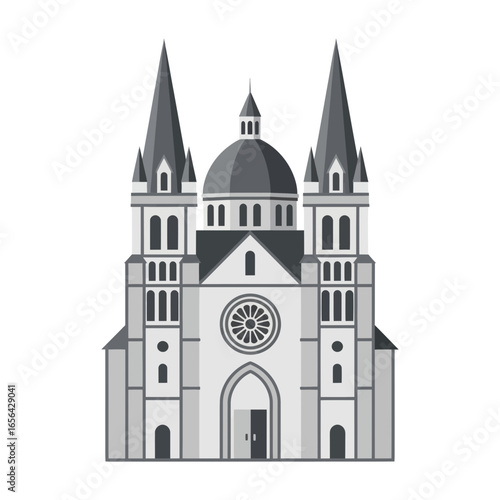 Wallpaper Mural Gray building with two towers and a dome on a white background. Torontodigital.ca