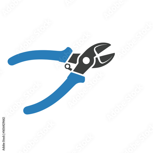 Blue handled wire cutters tool isolated on white background.