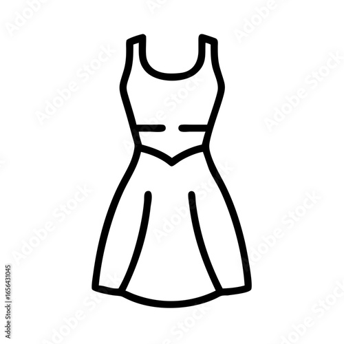 Simple icon illustration of a sleeveless dress with a fitted bodice