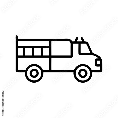 Minimalist Illustration of a Boxy Rescue Vehicle Emergency Responder Ready for Duty