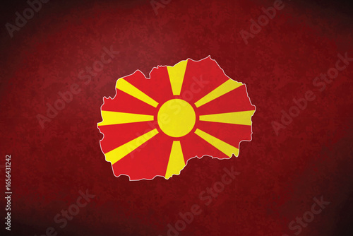 North Macedonia vector map with flag