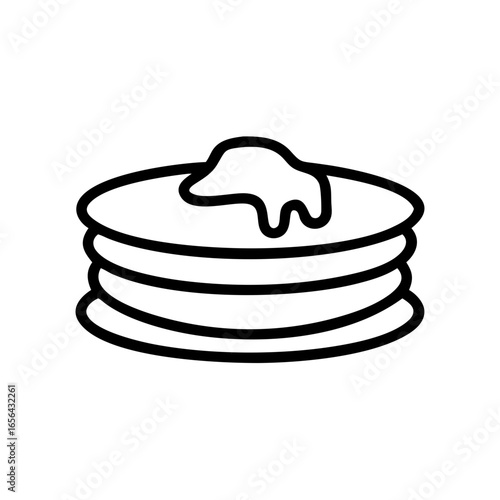 A stack of pancakes with a dollop of butter in a line drawing