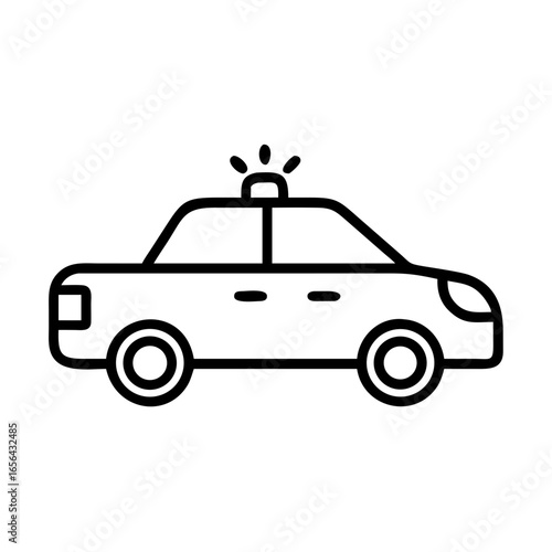Police car outline icon with siren on top of the vehicle
