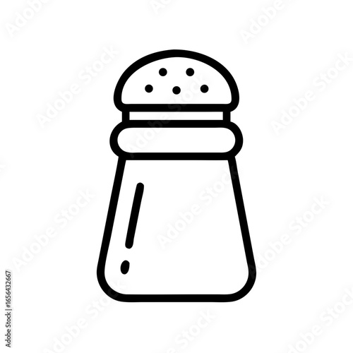 Stylized Salt Shaker Outline Illustration for Culinary or Kitchen Theme Design