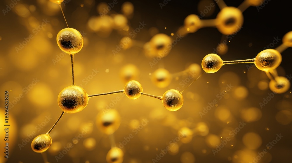 Fototapeta premium golden atoms molecular structure abstract