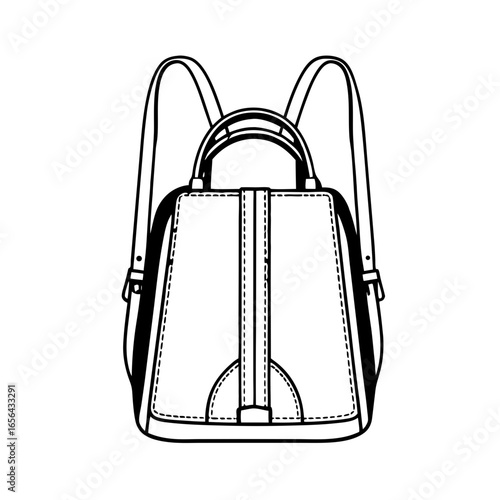 Stylized backpack line art vector illustration for fashion and design purposes