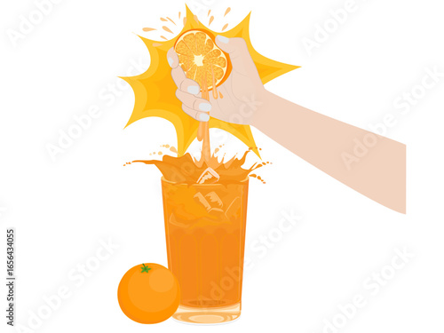 orange juice on a white background.