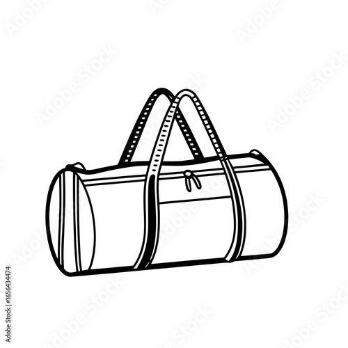 Stylized illustration of a duffel bag with a minimalist, handdrawn aesthetic