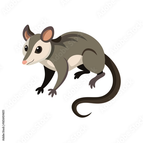 Gliding Possum Illustration on White Background with Detailed CMYK Color Palette and Fonts