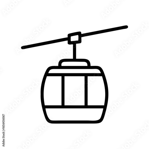 Simple Black and White Line Drawing of a Gondola on Cable System