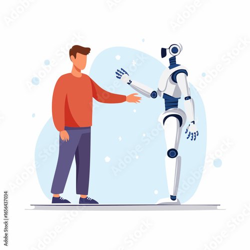 Man And Robot Shaking Hands