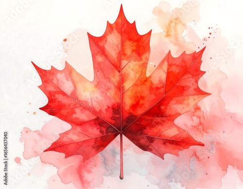Watercolor maple leaf