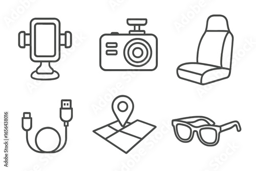 Car Accessories and Travel Icons