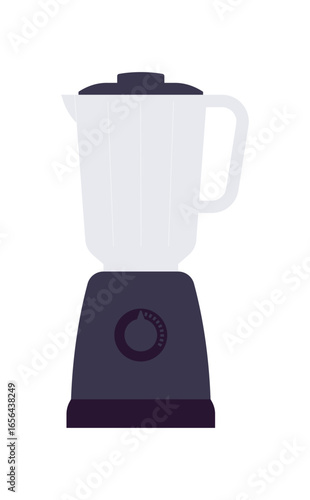 Blender appliance with glass pitcher and control knob, simple electric kitchen device for cooking and drinks. Simplicity vector illustration, isolated.