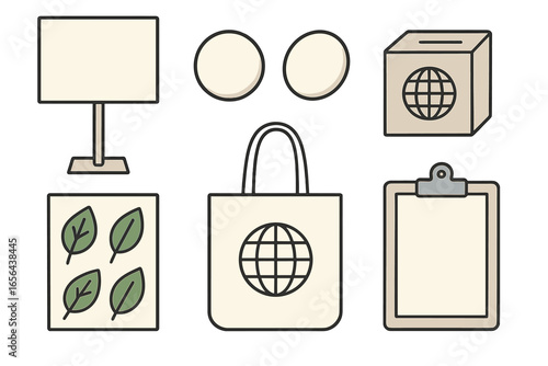 Global business and environmental icons