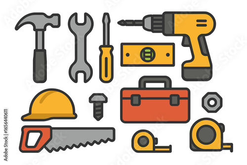 Collection of assorted construction and repair tools
