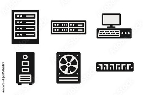 Computer hardware icons for data center and networking