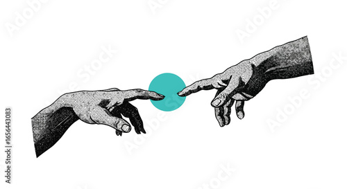 Creation of adam hands reaching illustration vector graphic