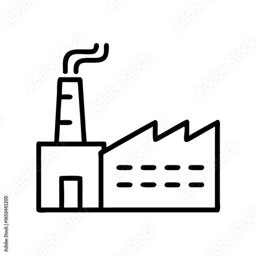Industrial factory outline with smokestack and multiple windows  