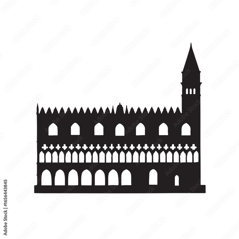 Fototapeta premium Doge’s Palace Venice Silhouette Vector