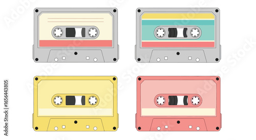 Vintage cassette tapes vector illustration retro audio design